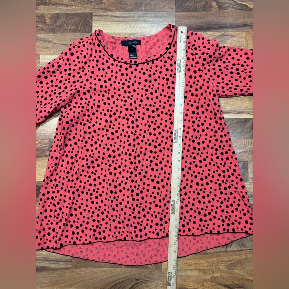 Ali Miles Polk A Dot Women’s Top Red/black Some Medium 3/4 Sleeve Art Colorful - Picture 5 of 6